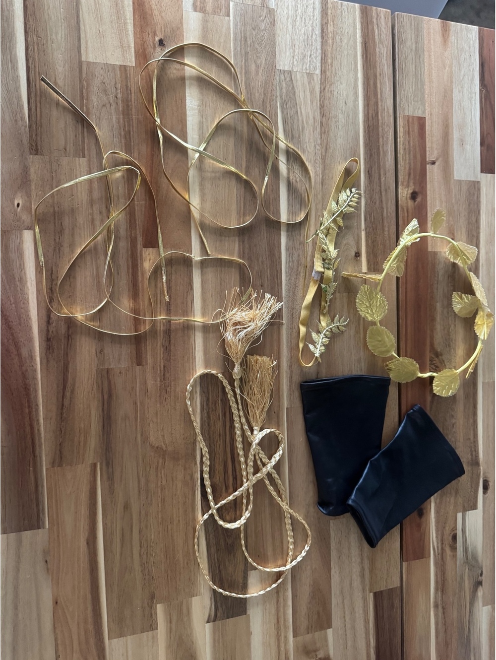 Gold Costume Accessory Bundle Crowns Cuffs Ankle Straps Tassel Halloween Cosplay